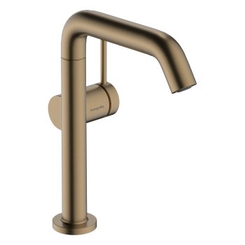 Baterie pentru lavoar Hansgrohe Tecturis S, pipă înaltă, rotativă, cu ventil push-open, bronz periat